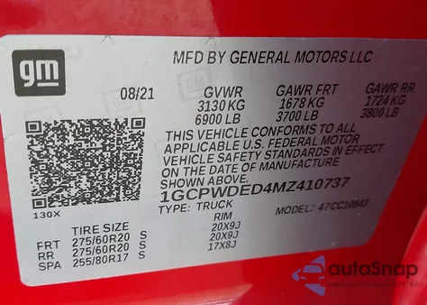 2021 Chevrolet Silverado 1500 2Wd Short Bed Rst from USA, damaged, VIN 1GCPWDED4MZ410737